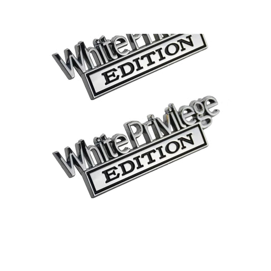 WHITE PRIVILEGE EDITION - 1x3 Metal Emblem USA MADE