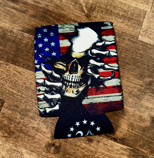 2A - SKULL USA FLAG - CAN COOLER