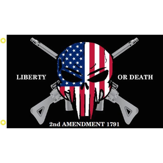 LIBERTY OR DEATH - PUNISHER SKULL USA - 3x5 FLAG