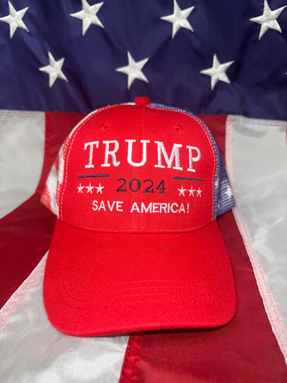 TRUMP 2024 SAVE AMERICA - USA MESH HAT