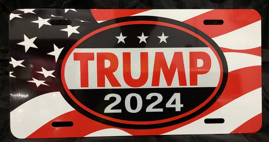TRUMP 2024 BLACK AND RED LICENSE PLATE